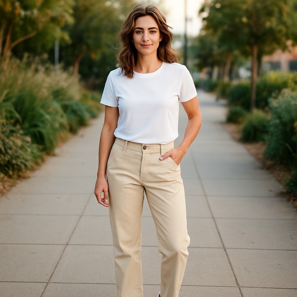Casual Corner Annex Pants Women's X Beige Stretch Straight Leg Pockets Zip-Fly